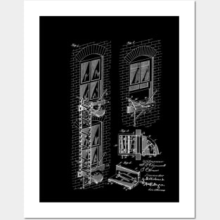 Fire Escape Vintage Patent Hand Drawing Posters and Art